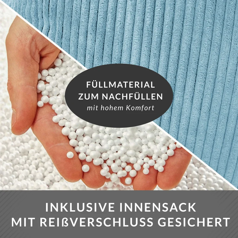 Cozy Sitzsack mit Rückenlehne in Cord-Optik