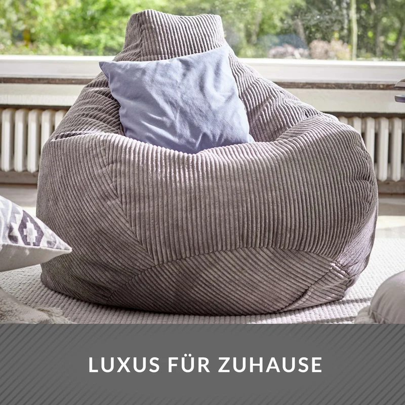 Cozy Sitzsack mit Rückenlehne in Cord-Optik