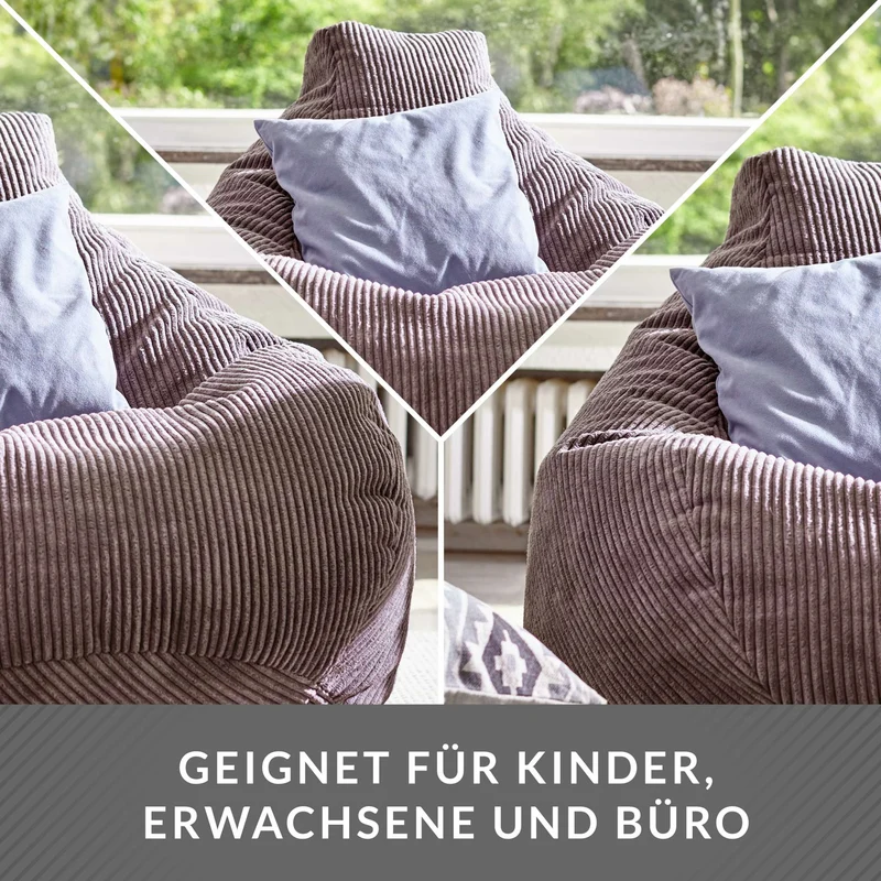 Cozy Sitzsack mit Rückenlehne in Cord-Optik