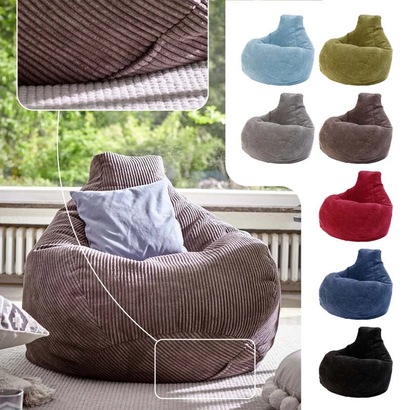 Cozy Sitzsack mit Rückenlehne in Cord-Optik