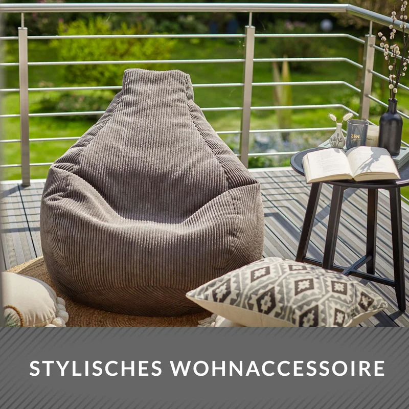Cozy Sitzsack mit Rückenlehne in Cord-Optik