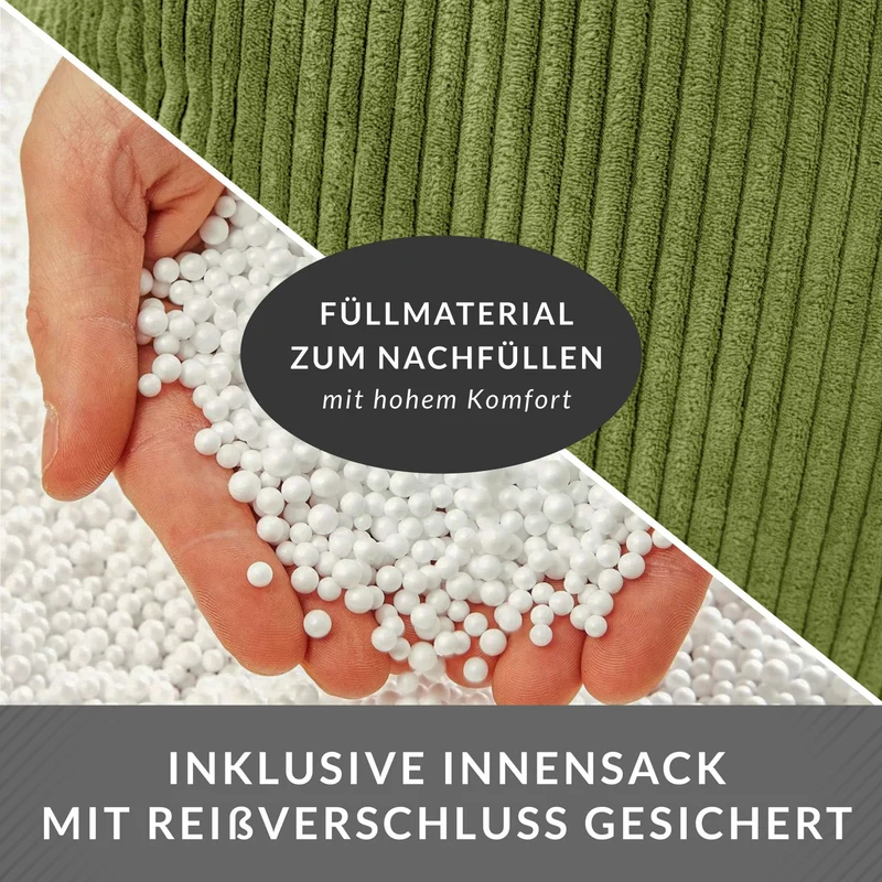 Cozy Sitzsack mit Rückenlehne in Cord-Optik