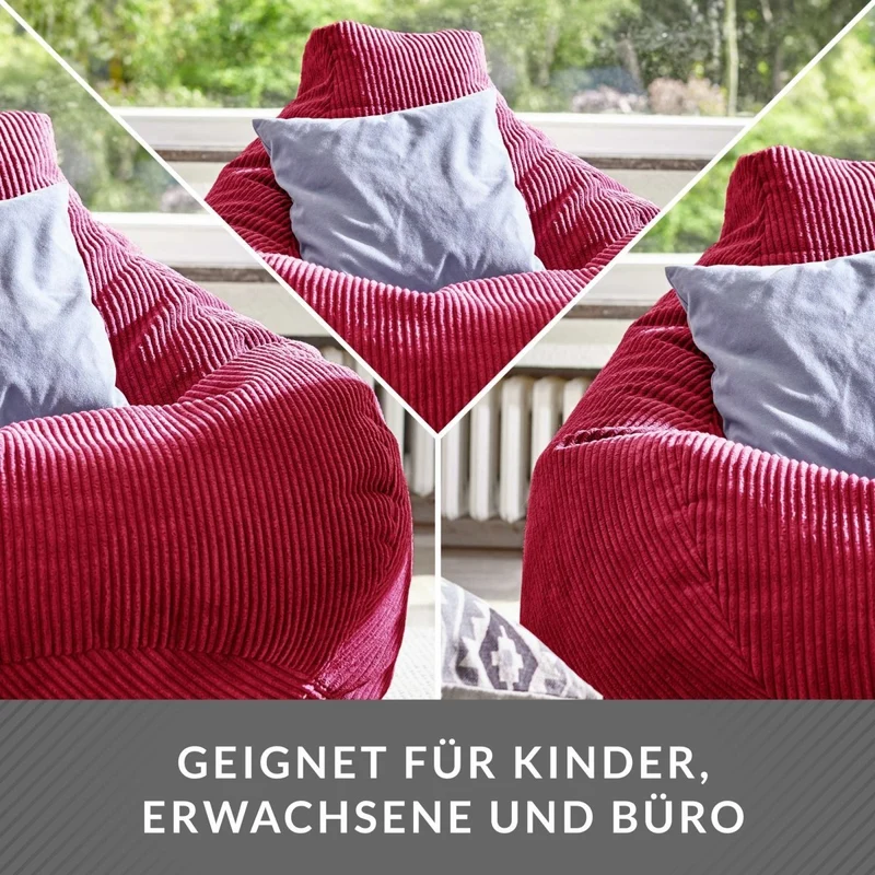 Cozy Sitzsack mit Rückenlehne in Cord-Optik