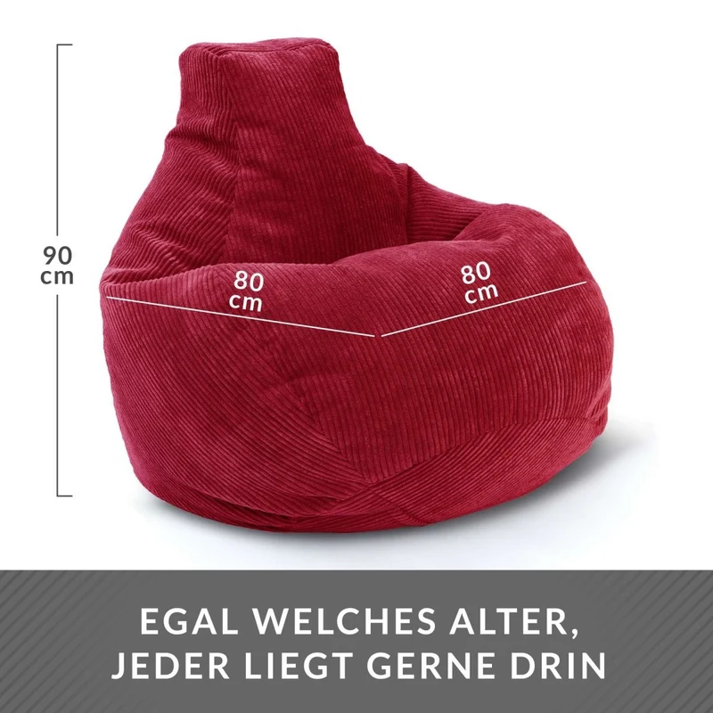 Cozy Sitzsack mit Rückenlehne in Cord-Optik