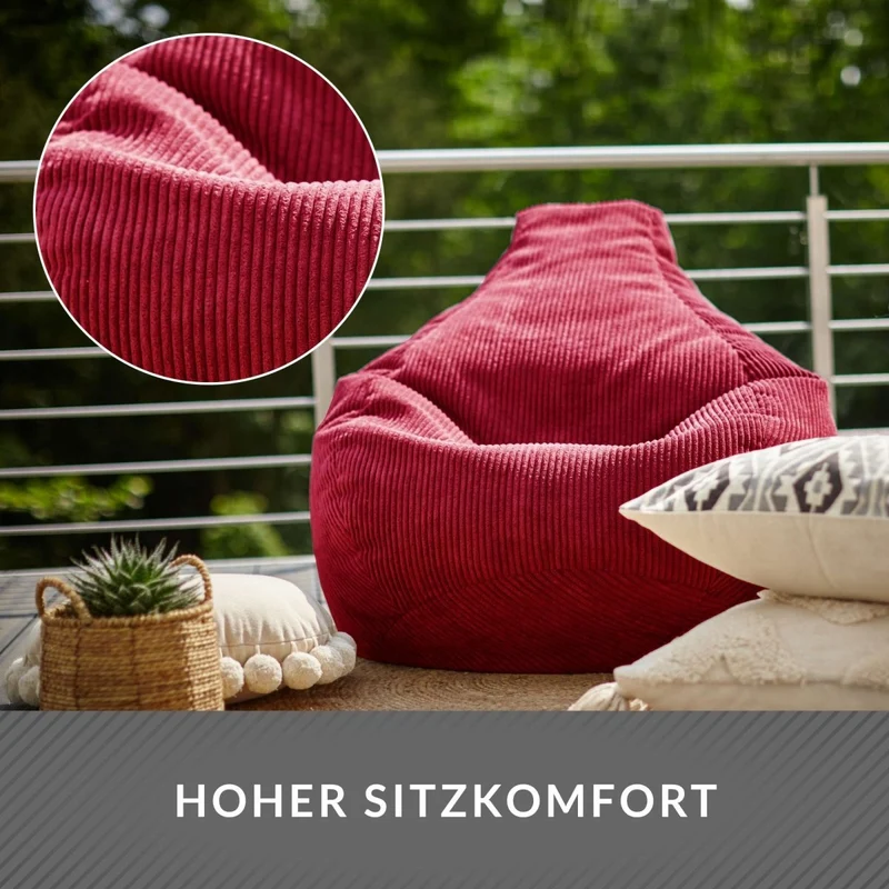 Cozy Sitzsack mit Rückenlehne in Cord-Optik