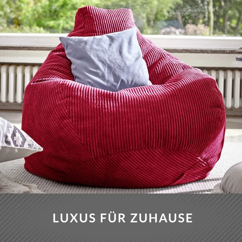 Cozy Sitzsack mit Rückenlehne in Cord-Optik