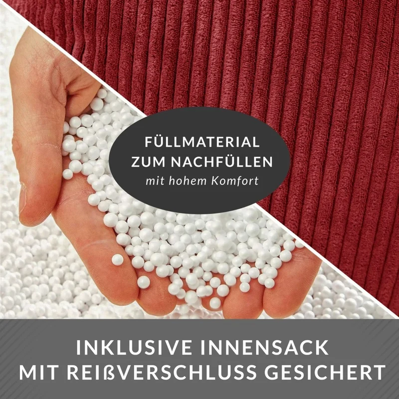 Cozy Sitzsack mit Rückenlehne in Cord-Optik