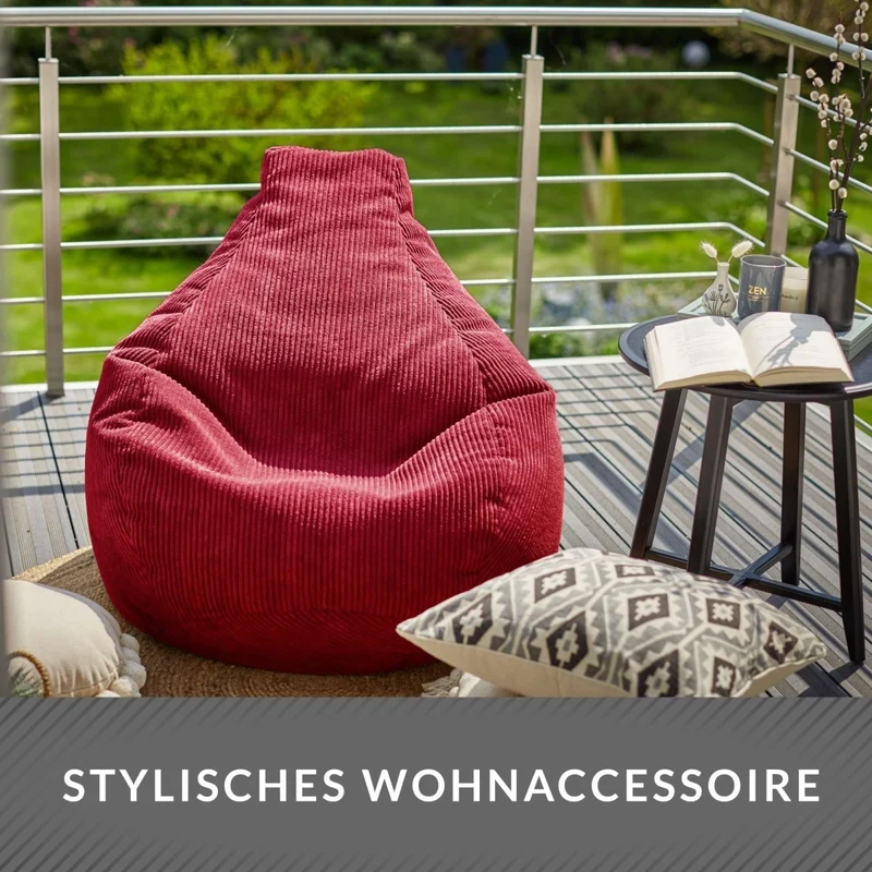 Cozy Sitzsack mit Rückenlehne in Cord-Optik