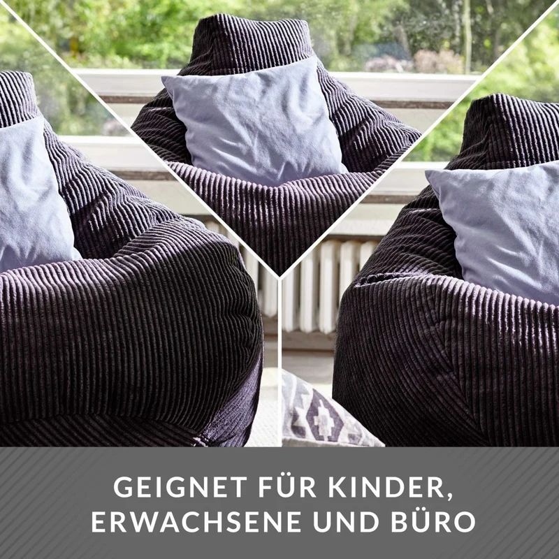 Cozy Sitzsack mit Rückenlehne in Cord-Optik