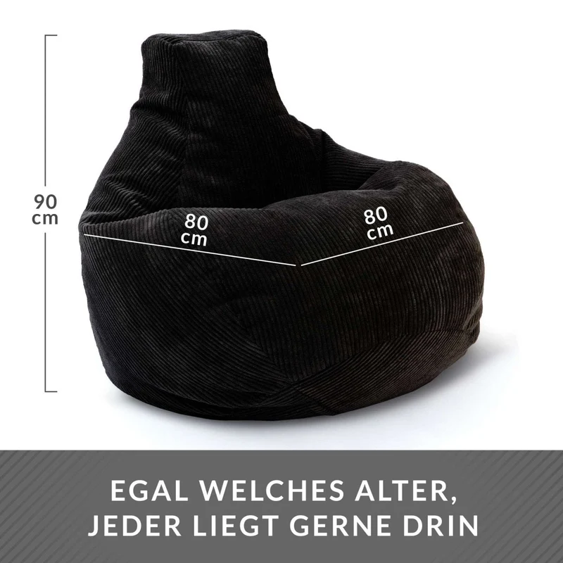 Cozy Sitzsack mit Rückenlehne in Cord-Optik