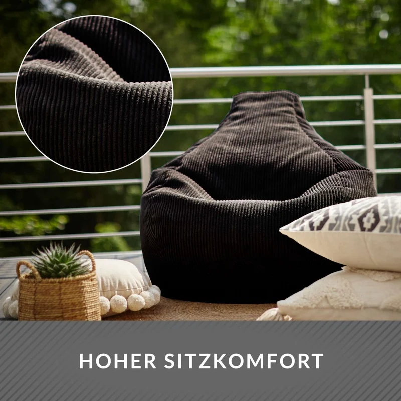 Cozy Sitzsack mit Rückenlehne in Cord-Optik