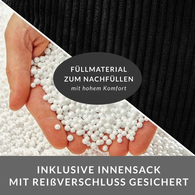 Cozy Sitzsack mit Rückenlehne in Cord-Optik