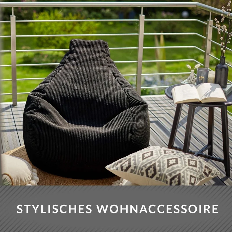 Cozy Sitzsack mit Rückenlehne in Cord-Optik