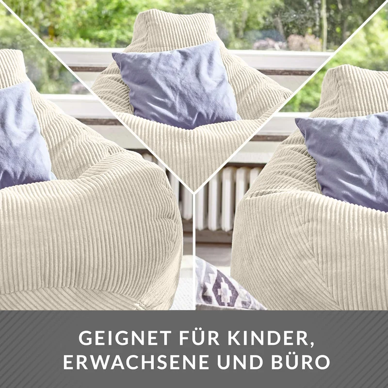Cozy Sitzsack mit Rückenlehne in Cord-Optik