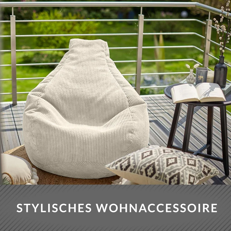 Cozy Sitzsack mit Rückenlehne in Cord-Optik
