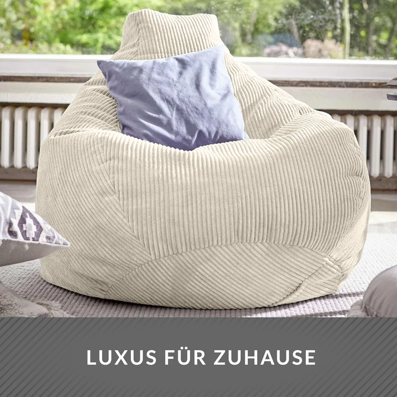 Cozy Sitzsack mit Rückenlehne in Cord-Optik