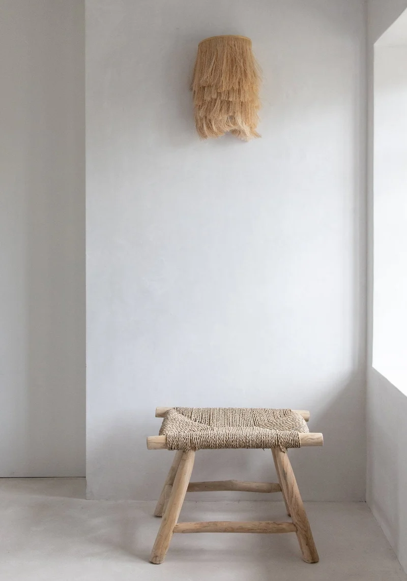 Banc en jonc de mer tressé naturel beige 60x40x45cm Porto - Bazar Bizar