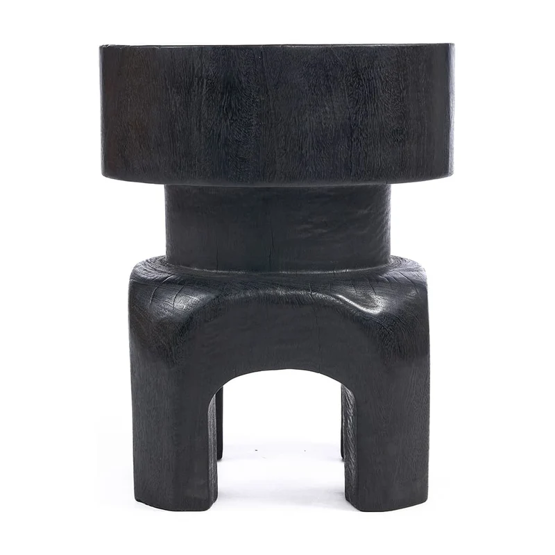 Tabouret rond en bois noir 40x40x50cm Squat Spot - Bazar Bizar