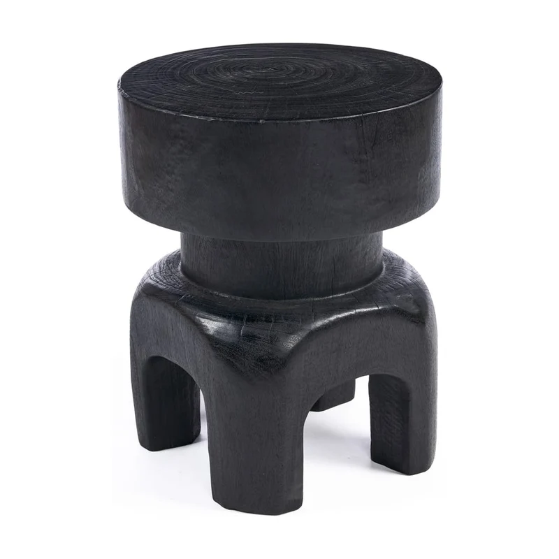Tabouret rond en bois noir 40x40x50cm Squat Spot - Bazar Bizar