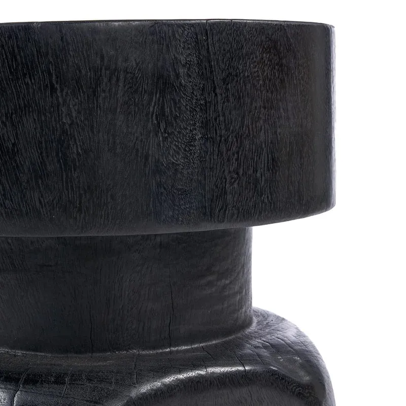 Tabouret rond en bois noir 40x40x50cm Squat Spot - Bazar Bizar