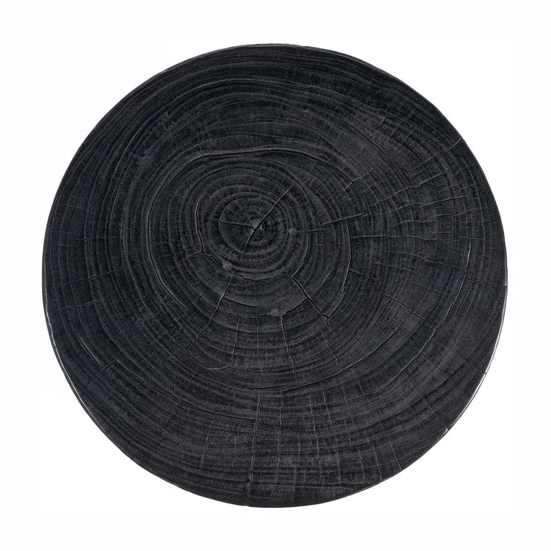 Tabouret rond en bois noir 40x40x50cm Squat Spot - Bazar Bizar