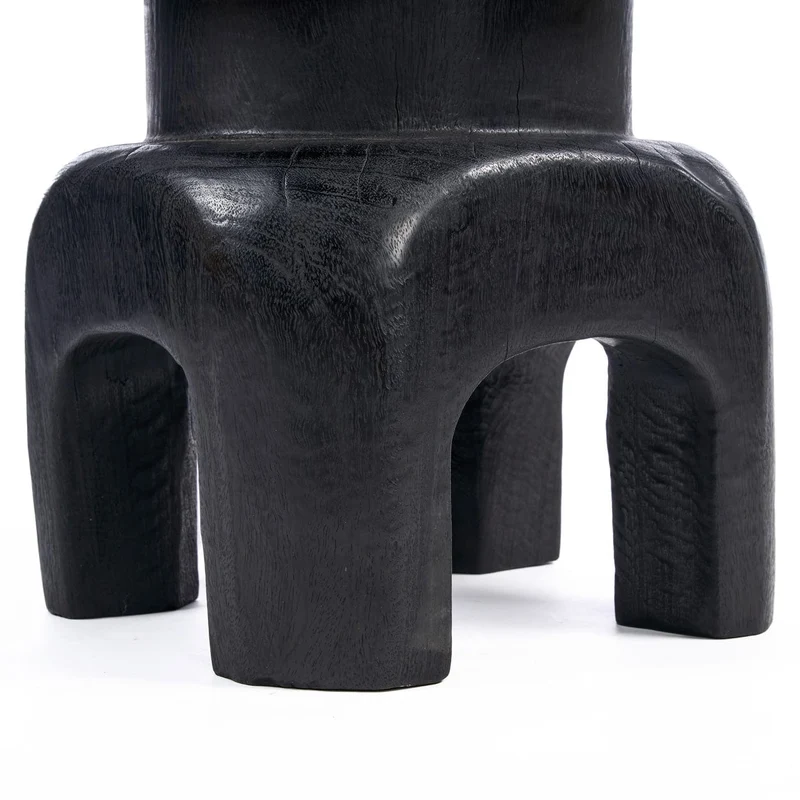 Tabouret rond en bois noir 40x40x50cm Squat Spot - Bazar Bizar