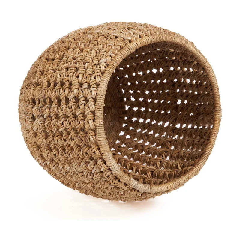 Tabouret rond en feuille de bananier et fer naturelle 48x48x45cm Zarkah - Bazar Bizar