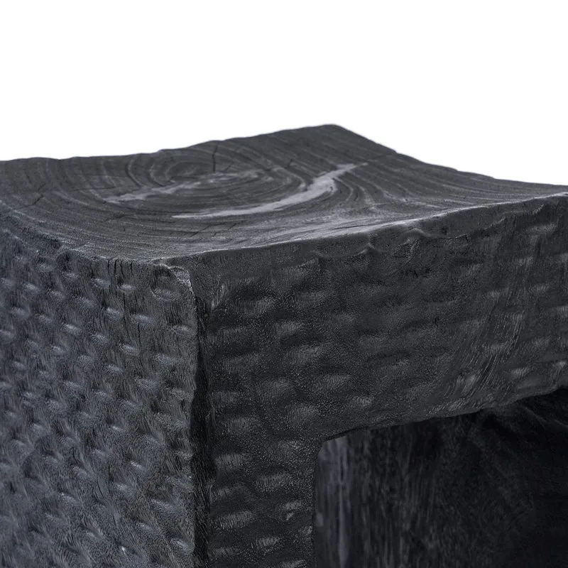 Tabouret en bois de suar massif noir 38x38x47cm Montano - Bazar Bizar