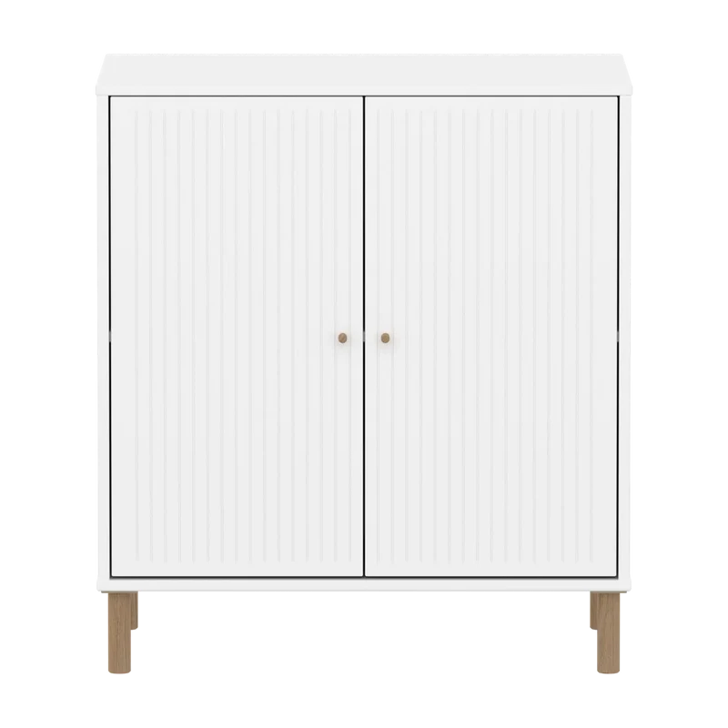 Flexa Saga Schrank, 2 Türen mit Rillen Weiss/Eiche