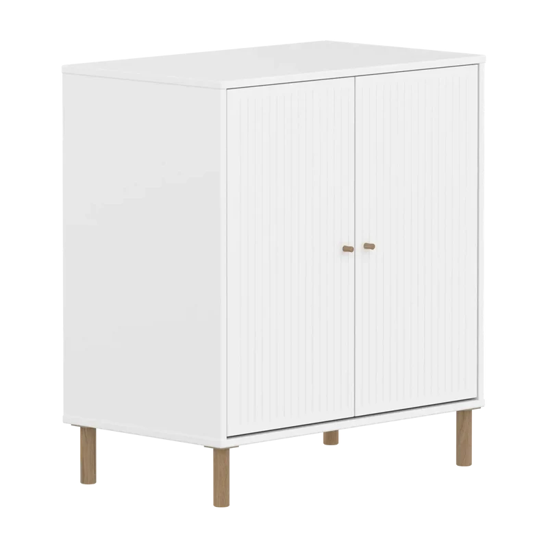 Flexa Saga Schrank, 2 Türen mit Rillen Weiss/Eiche