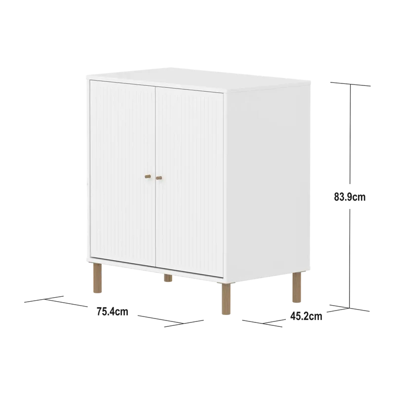 Flexa Saga Schrank, 2 Türen mit Rillen Weiss/Eiche