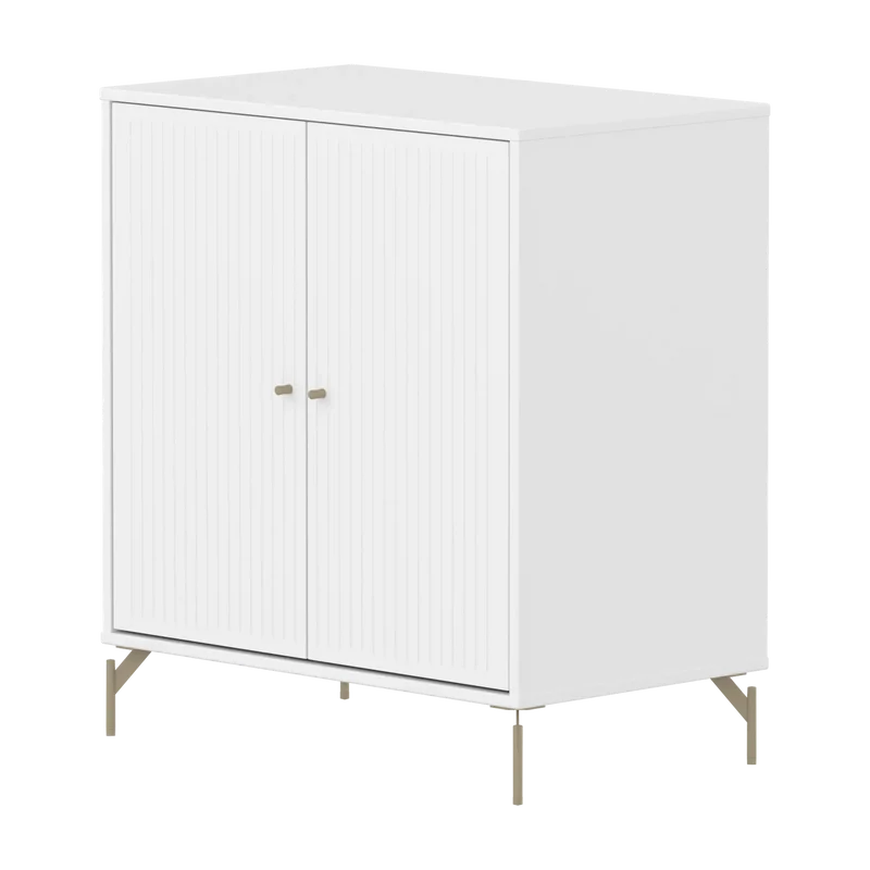 Flexa Saga Schrank, 2 Türen mit Rillen Weiss/Sand