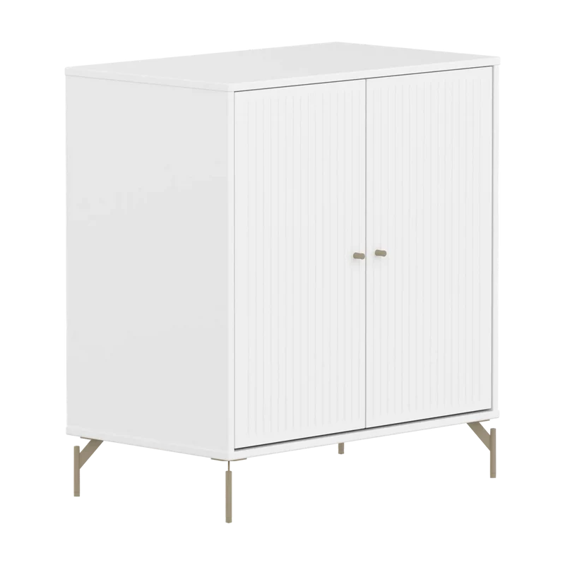 Flexa Saga Schrank, 2 Türen mit Rillen Weiss/Sand
