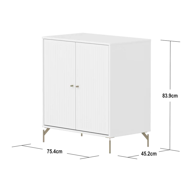 Flexa Saga Schrank, 2 Türen mit Rillen Weiss/Sand
