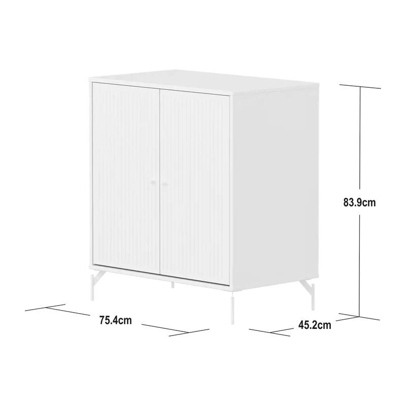 Flexa Saga Schrank, 2 Türen mit Rillen Weiss