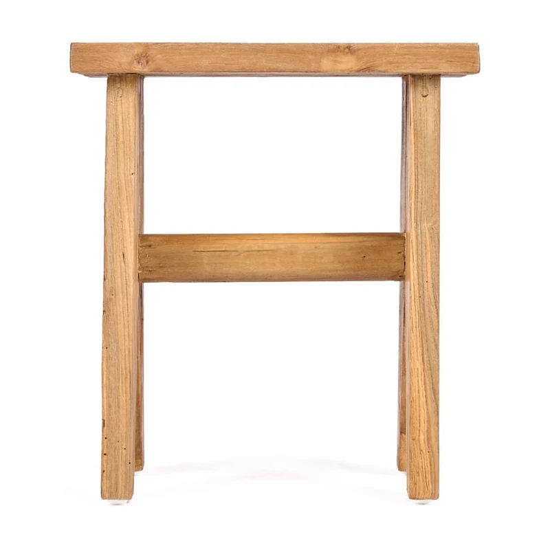 Tabouret en teck massif naturel marron 40x25x45cm Siku - Bazar Bizar