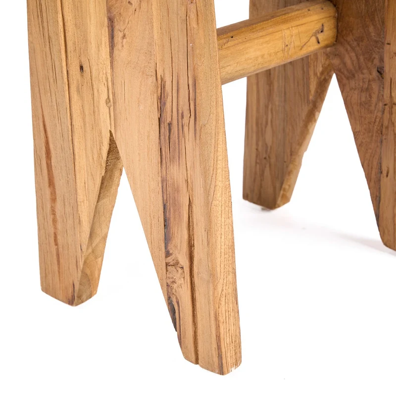 Tabouret en teck massif naturel marron 40x25x45cm Siku - Bazar Bizar