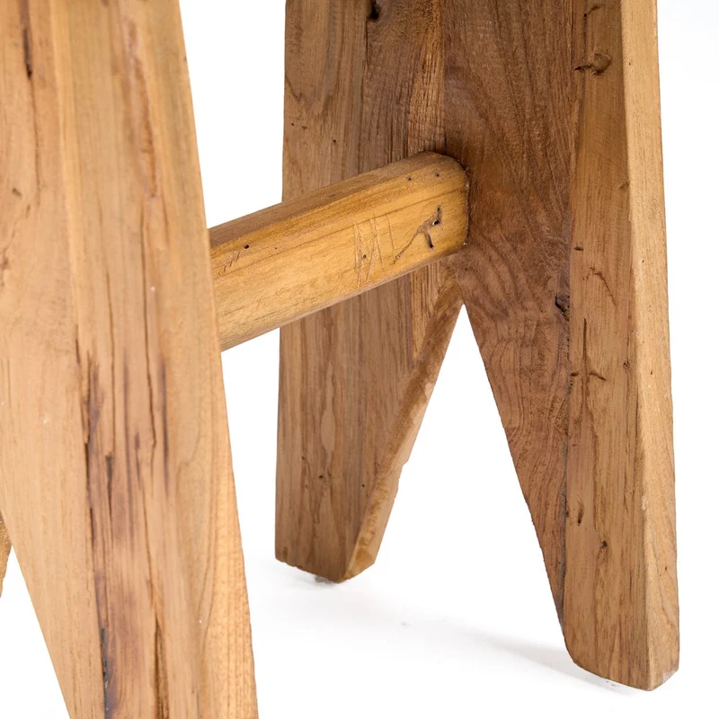 Tabouret en teck massif naturel marron 40x25x45cm Siku - Bazar Bizar