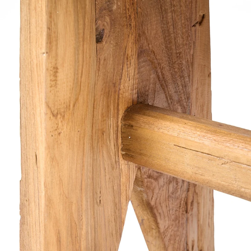 Tabouret en teck massif naturel marron 40x25x45cm Siku - Bazar Bizar