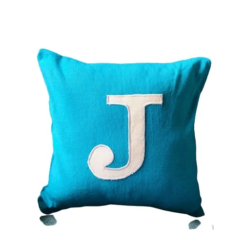 Turquoise Alphabet Pillows, Square Letter Sofa Pillow
