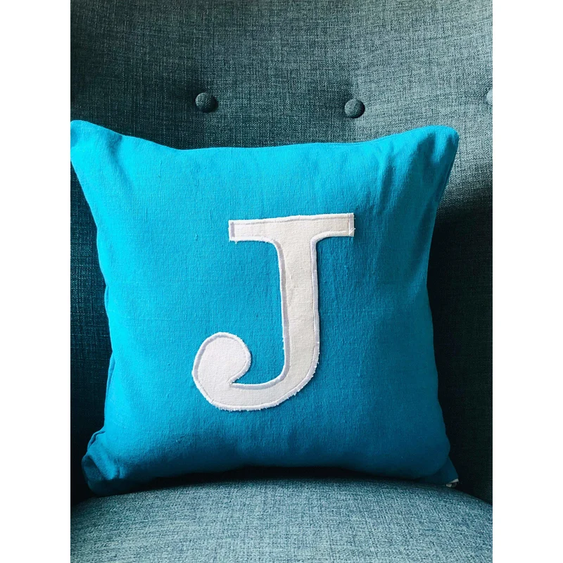 Turquoise Alphabet Pillows, Square Letter Sofa Pillow