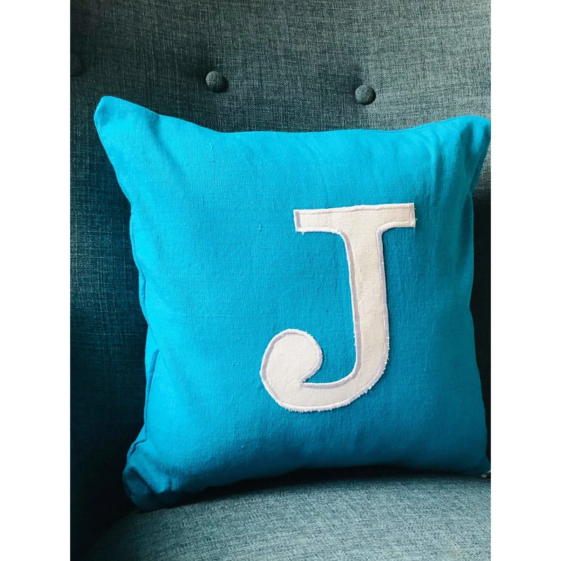 Turquoise Alphabet Pillows, Square Letter Sofa Pillow