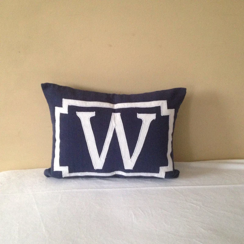 Personalized Navy Blue Cotton Pillows