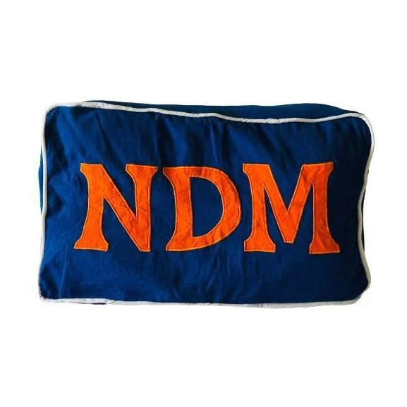 Embroidery Royal Blue Monogrammed Box Pillow