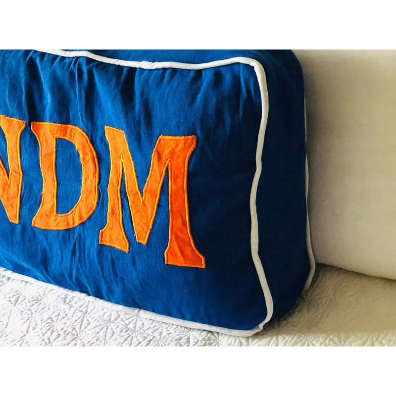 Embroidery Royal Blue Monogrammed Box Pillow