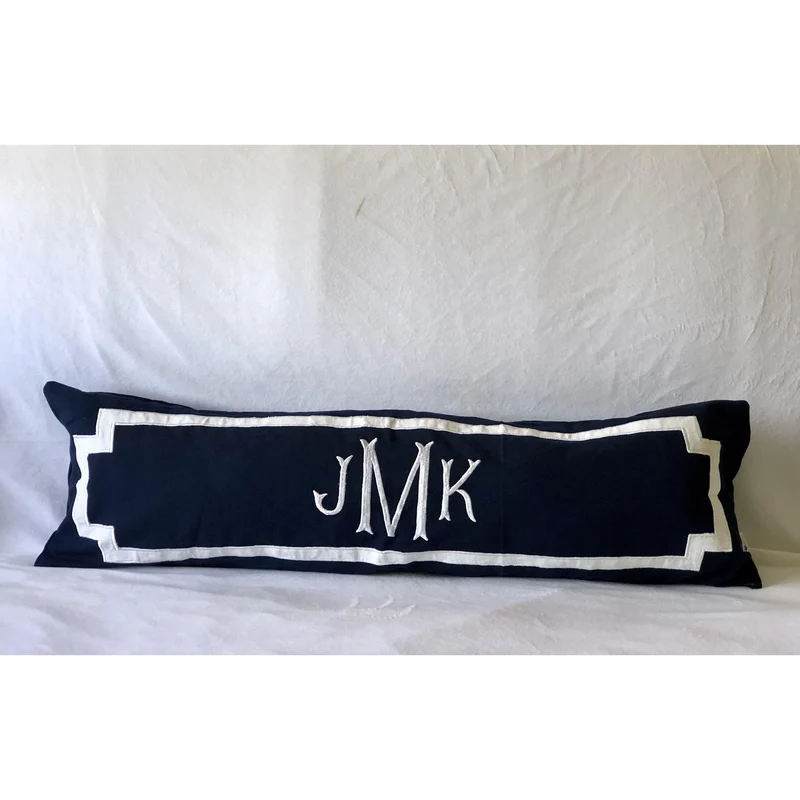 Long Navy Long Monogram Pillows,