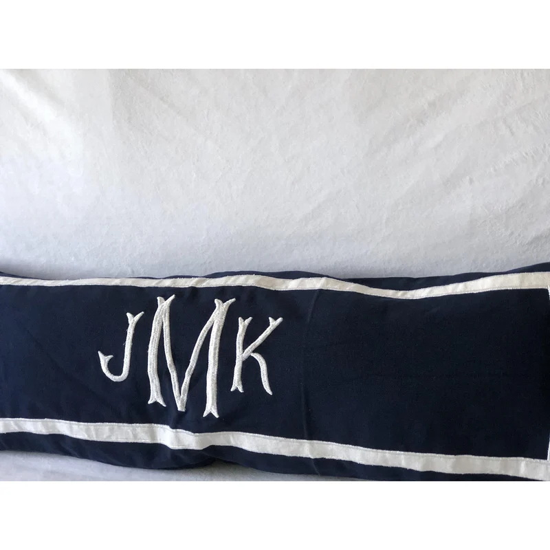 Long Navy Long Monogram Pillows,