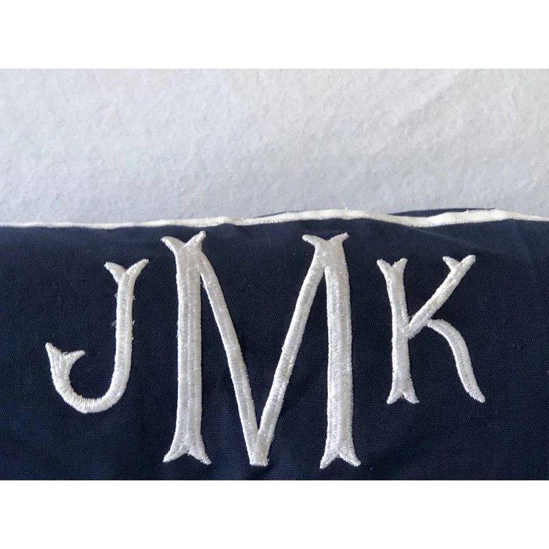 Long Navy Long Monogram Pillows,