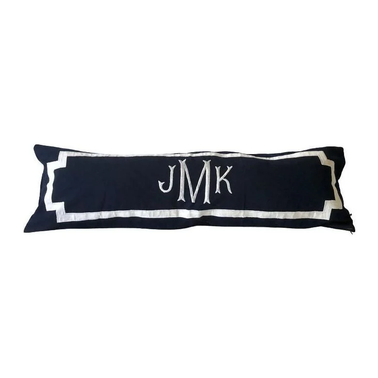 Long Navy Long Monogram Pillows,