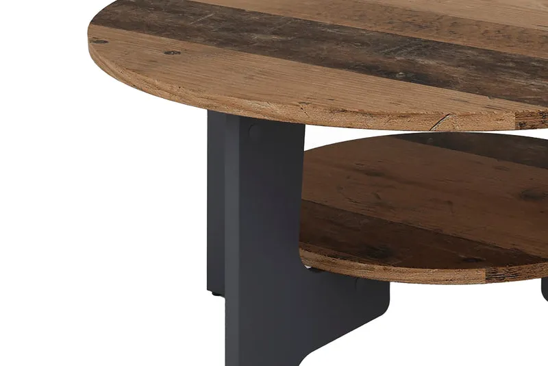Couchtisch JONNY / Melamin anthrazit, weiß, Artisan Eiche (Eiche-Optik) oder Old Wood (Altholz-Optik) / D 80, H 42,5 cm / mit praktischem Ablageboden